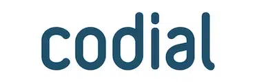 Logo Codial, texte bleu sur fond blanc.