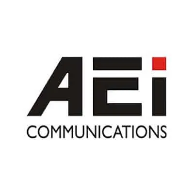 Logo AEi Communications noir et rouge