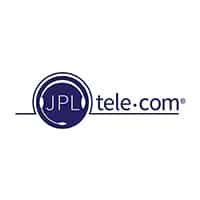 Logo de JPL Telecom, texte bleu.