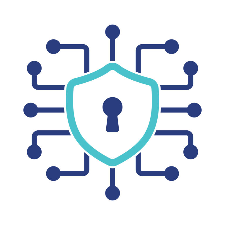 Icône bouclier avec circuits électroniques